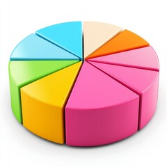 Obraz premium A colorful pie chart segmented into eight sections for data representation.
