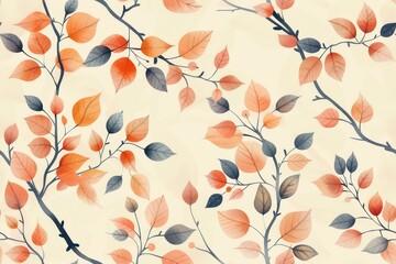 Fototapeta premium Delicate Seamless Pattern of Autumn Leaves