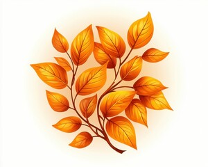 Naklejka premium A vibrant illustration of a branch adorned with autumn leaves in shades of orange and yellow, capturing the essence of fall.