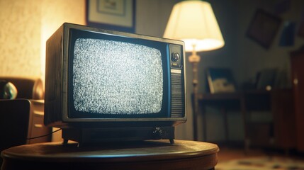 Vintage television set with static screen, old, TV, retro, vintage, technology, static, screen, channel, entertainment. 