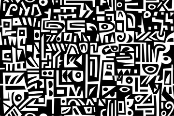 Traditional native artwork, African style geometric seamless background wallpaper