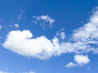 Fluffy white cloudy on clear sky background in morning