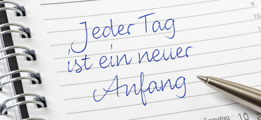  Eintrag in Terminkalender - Jeder Tag ist ein neuer Anfang