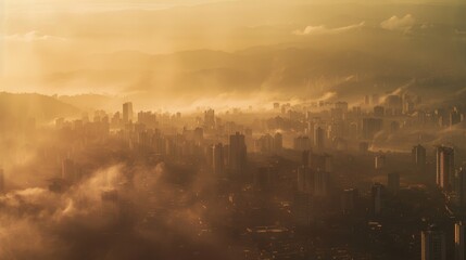 Obraz premium Aerial view of a city with various buildings and structures visible