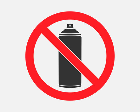 recommend clip art: Not allowed Spray paint bottle icon. No Aerosol pressure spray aluminium can package logo sign. Graffiti paint. Prohibition, Forbidden, anti. Vector illustration image. Isolated on white background.