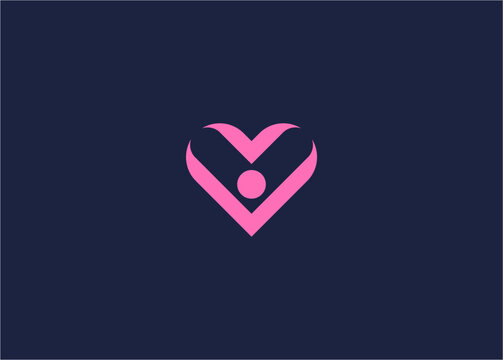 Letter v with love logo icon design vector design template inspiration