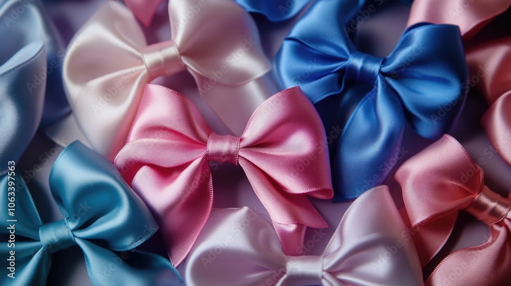 Aufkleber a stack of colorful bows in various hues piled up together
