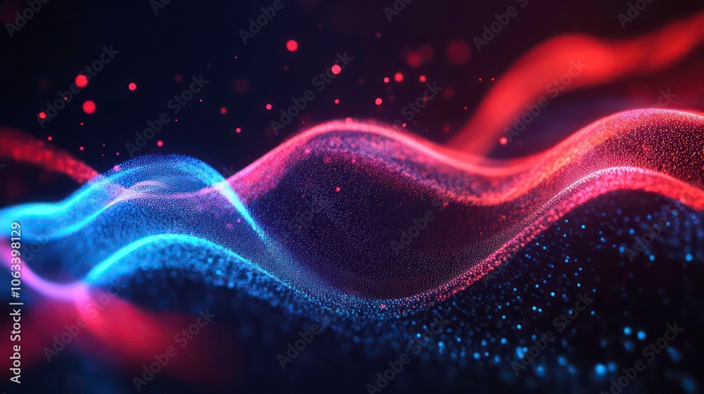 Leinwandbilder Abstract waves of light and particles creating a dynamic visual effect.