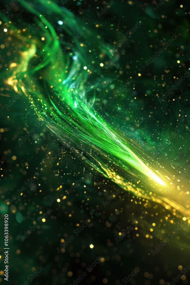 Poster abstract illustration of a green and yellow background with stars, ideal for use in backgrounds, pre