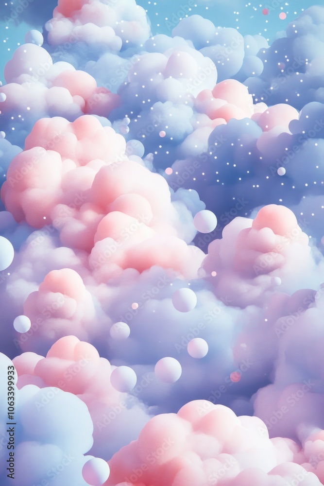 Aufkleber a collection of clouds floating in the sky with blue background
