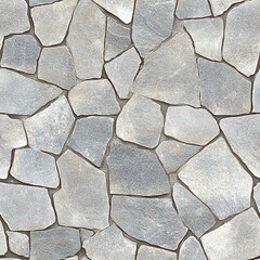 Seamless Stone Pavement Texture with Irregular Gray Stones for Outdoor Flooring and Background Use