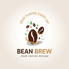 coffee beans logo template, Coffee shop logo icon vector, versatile and minimal logo of coffee shop with coffee beans