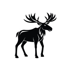 Deer Stag Moose Icon Vector Illustration Silhouette for Nature and Wildlife