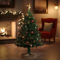 Christmas tree on Christmas evening