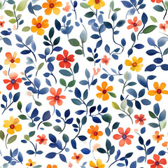 Watercolor floral seamless pattern print hand painting with abstract flowers and plants, design texture. Tileable Seamless pattern watercolor floral pattern for textile, stationery, wedding deisgn