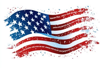 Veterans Day retro design with American flag background and text