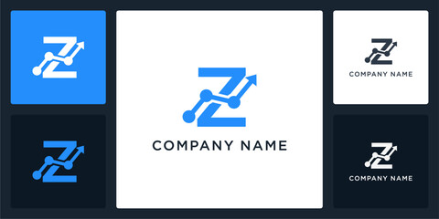 Letter Z financial technology logo and icon editable vecto