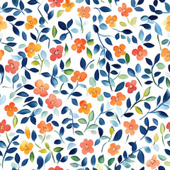 Watercolor floral seamless pattern print hand painting with abstract flowers and plants, design texture. Tileable Seamless pattern watercolor floral pattern for textile, stationery, wedding deisgn