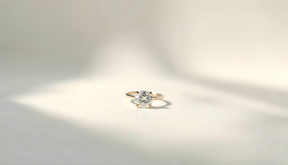 diamond ring placed on a minimal background