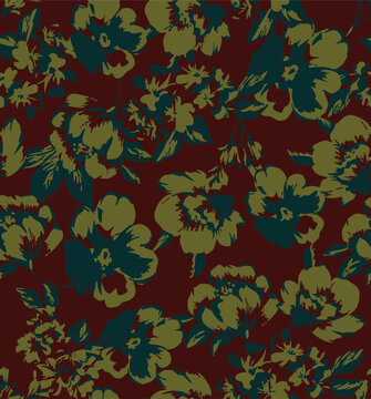 abstract, vector, monochrome, big flowers, all over textiles design, illustration digital image can be used for wrapping paper