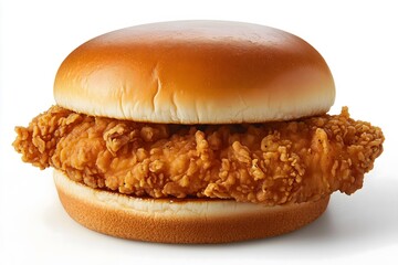 A simple chicken sandwich isolated on a white background