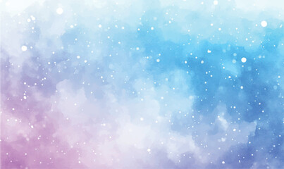 watercolor background, soft watercolor snow on a light blue background, gently blurred, creating the effect of a soft winter snowfall	
