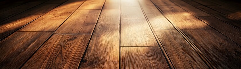 Obraz premium A Wooden Floor Illuminated by Sunlight