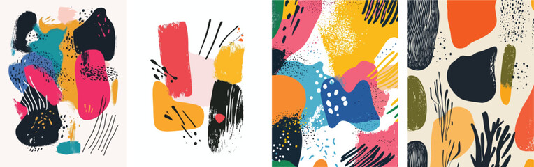 Abstract art background colorful texture collage contemporary design modern paint brush strokes artistic creative hand drawn illustration graphic trendy wallpaper artwork decoration backdrop pattern