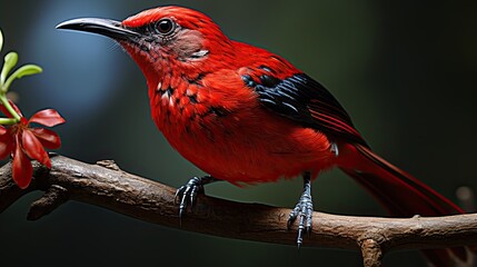 Obraz premium bird, nature, robin, wildlife, parrot, cardinal, red, animal, branch, beak