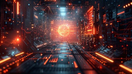 Obraz premium Sleek Black Technology Backdrop