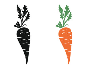 A carrot icon in two different styles. vector illustration 