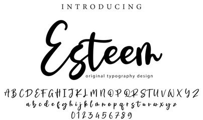Esteem Font Stylish brush painted an uppercase vector letters, alphabet, typeface