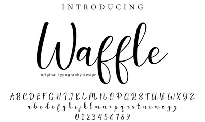 Waffle Font Stylish brush painted an uppercase vector letters, alphabet, typeface