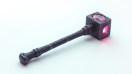 A hammer with pink stones on it