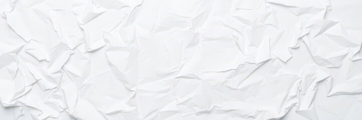 Fototapeta premium Crumpled white paper with soft folds and creases, white, detail