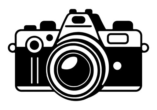 recommend clip art: デジタル一眼レフカメラのシルエットイラスト　透過背景の切り抜き