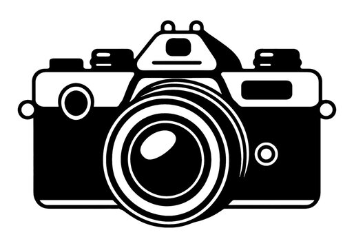 Fototapeta デジタル一眼レフカメラのシルエットイラスト　透過背景の切り抜き