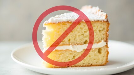 A piece of cake with a no sign on it