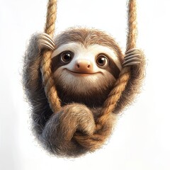 Fototapeta premium Adorable Sloth Hanging from a Branch in Soft Light