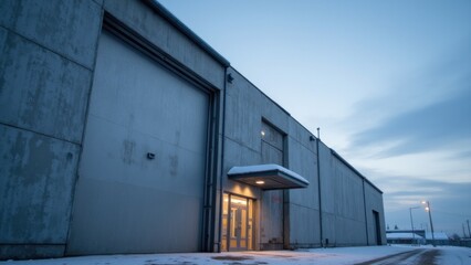 A building is covered in snow