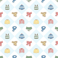 Seamless pattern with winter outfit