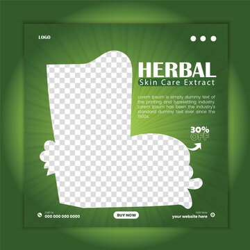 Herbal Social media Post design for beauty night cream or spa  sale promotion. fully editable instagram and facebook square post frame puzzle organic sale poster.