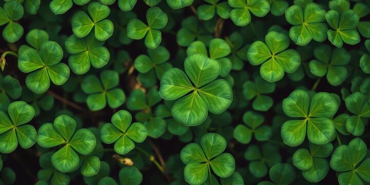 Four-leaf clover with vibrant green leaves, four-leafed clover, symbol