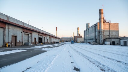 Obraz premium There is a factory in the snow