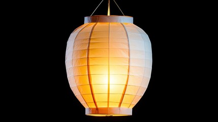A beautiful paper lantern glowing softly in the dark, creating a warm, inviting ambiance.