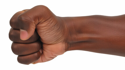 Man's Fist Clenched on Pure White Background, Simple and Clean Studio Image