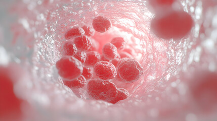 Fototapeta premium Red Blood Cells in a Blood Vessel, blood stream, circulatory system, healthcare, medical, science