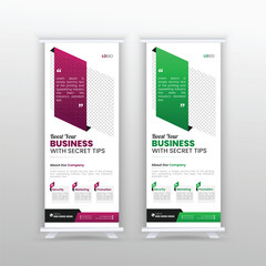 Business Roll Up Banner. corporate Roll up background for Presentation. geometric triangle and exhibition ads pull up design x-banner design template.