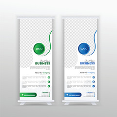 Business Roll Up Banner. corporate Roll up background for Presentation. geometric triangle and exhibition ads pull up design x-banner design template.