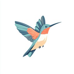 Obraz premium Colorful Illustrated Hummingbird in Flight for Kids
